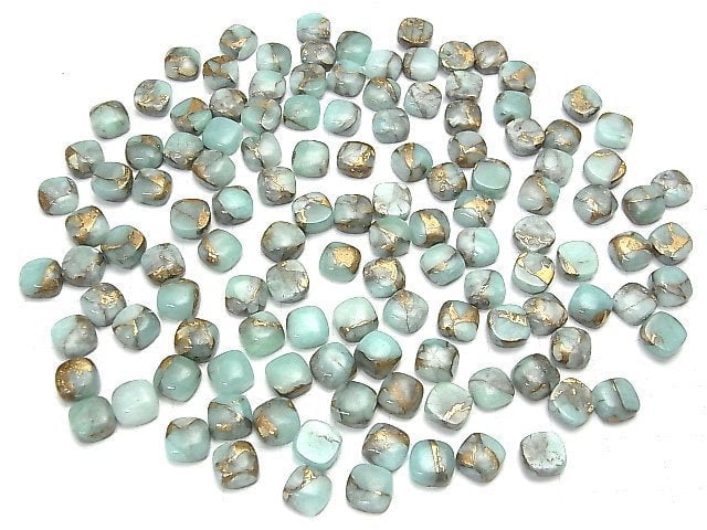 Copper Amazonite AAA Square  Cabochon 8x8mm 5pcs