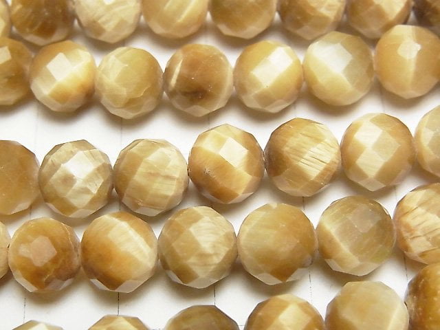 [Video] High Quality! Golden Tiger's Eye AA++ 64Faceted Round 8mm 1strand beads (aprx.15inch / 37cm)