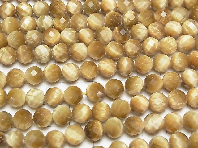 [Video] High Quality! Golden Tiger's Eye AA++ 64Faceted Round 8mm 1strand beads (aprx.15inch / 37cm)