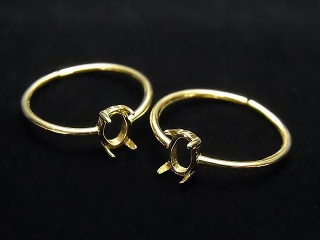 [Video] Silver925 Ring Frame (Prong Setting) Oval 6x4mm 18KGP Free Size 1pc