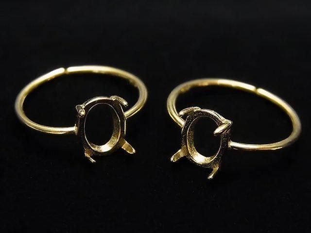 [Video] Silver925 Ring Frame (Prong Setting) Oval 8x6mm 18KGP Free Size 1pc