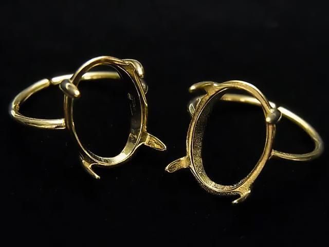 [Video] Silver925 Ring Frame (Prong Setting) Oval 14x10mm 18KGP Free Size 1pc