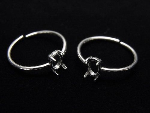 [Video] Silver925 Ring Frame (Prong Setting) Oval 6x4mm Rhodium Plated One Size Fits All 1pc