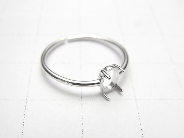 [Video] Silver925 Ring Frame (Prong Setting) Oval 6x4mm Rhodium Plated One Size Fits All 1pc