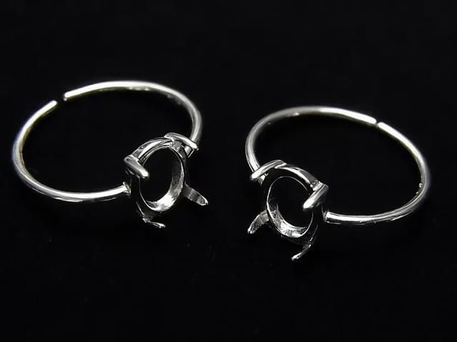 [Video] Silver925 Ring Frame (Prong Setting) Oval 8x6mm Rhodium Plated One Size Fits All 1pc