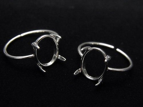 [Video] Silver925 Ring Frame (Prong Setting) Oval 10x8mm Rhodium Plated One Size Fits All 1pc