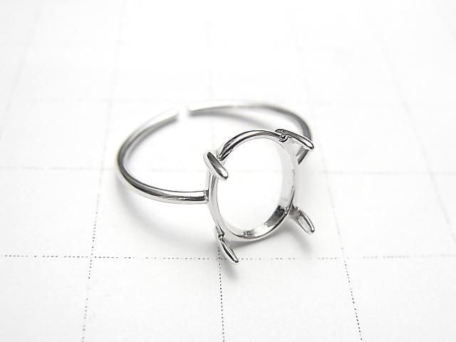 [Video] Silver925 Ring Frame (Prong Setting) Oval 10x8mm Rhodium Plated One Size Fits All 1pc