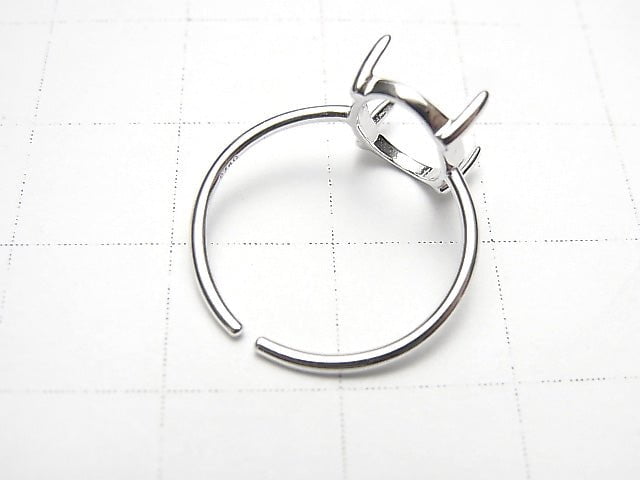 [Video]Silver925 Ring Frame (Prong Setting) Oval 10x8mm Rhodium Plated Free Size 1pc