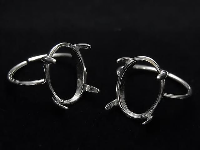 [Video] Silver925 Ring Frame (Prong Setting) Oval 14x10mm Rhodium Plated One Size Fits All 1pc