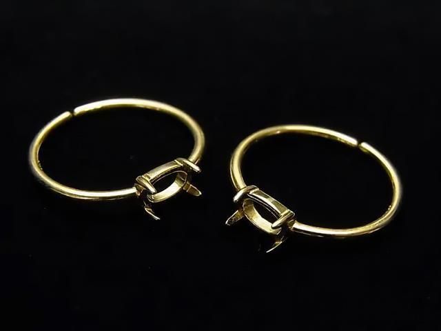 [Video] Silver925 Ring Frame (Prong Setting) Horizontal Oval 6x4mm 18KGP Free Size 1pc