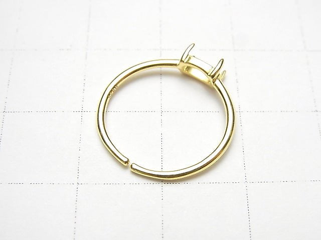 [Video] Silver925 Ring Frame (Prong Setting) Sideways Oval 6x4mm 18KGP Free Size 1pc