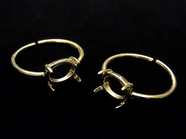 925純銀戒托 (爪鑲) 橫橢圓 8x6mm 鍍18K金 活口 1個