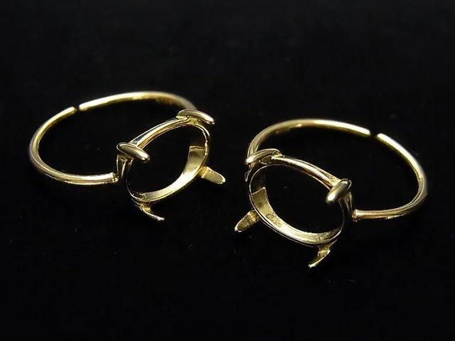 [Video] Silver925 Ring Frame (Prong Setting) Horizontal Oval 10x8mm 18KGP Free Size 1pc