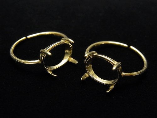 [Video]Silver925 Ring Frame (Prong Setting) Horizontal Oval 10x8mm 18KGP Free Size 1pc