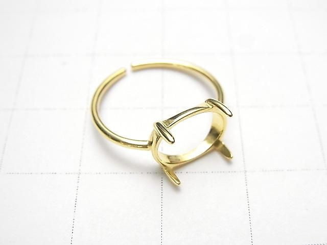 [Video] Silver925 Ring Frame (Prong Setting) Horizontal Oval 10x8mm 18KGP Free Size 1pc