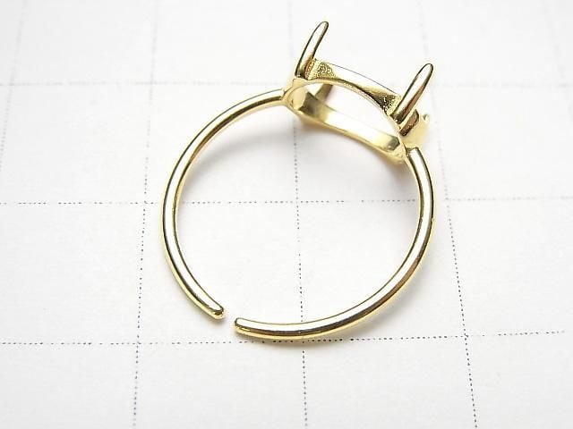 [Video] Silver925 Ring Frame (Prong Setting) Horizontal Oval 10x8mm 18KGP Free Size 1pc