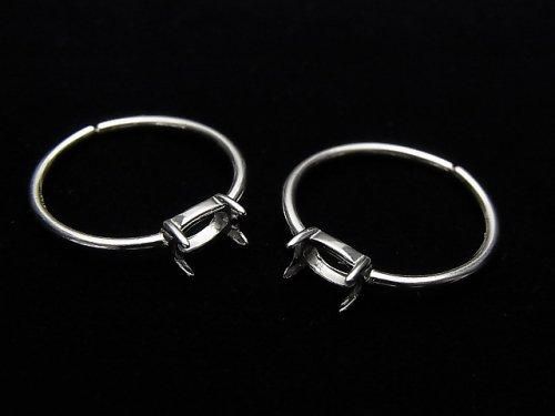 [Video] Silver925 Ring Frame (Prong Setting) Horizontal Oval 6x4mm Rhodium Plated One Size Fits All 1pc