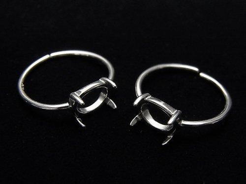 [Video] Silver925 Ring Frame (Prong Setting) Horizontal Oval 8x6mm Rhodium Plated Free Size 1pc