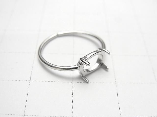 [Video] Silver925 Ring Frame (Prong Setting) Horizontal Oval 8x6mm Rhodium Plated One Size Fits All 1pc