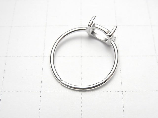 [Video] Silver925 Ring Frame (Prong Setting) Horizontal Oval 8x6mm Rhodium Plated Free Size 1pc