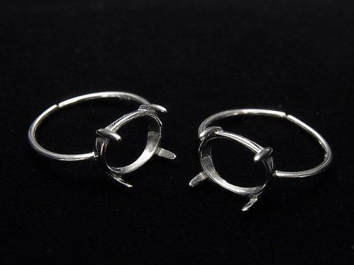 [Video] Silver925 Ring Frame (Prong Setting) Horizontal Oval 10x8mm Rhodium Plated One Size Fits All 1pc