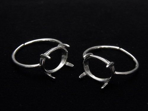[Video]Silver925 Ring Frame (Prong Setting) Horizontal Oval 10x8mm Rhodium Plated Free Size 1pc