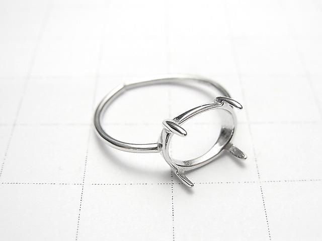 [Video] Silver925 Ring Frame (Prong Setting) Horizontal Oval 10x8mm Rhodium Plated One Size Fits All 1pc