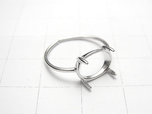 [Video]Silver925 Ring Frame (Prong Setting) Horizontal Oval 10x8mm Rhodium Plated Free Size 1pc