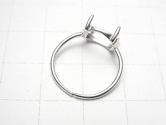 [Video]Silver925 Ring Frame (Prong Setting) Horizontal Oval 10x8mm Rhodium Plated Free Size 1pc