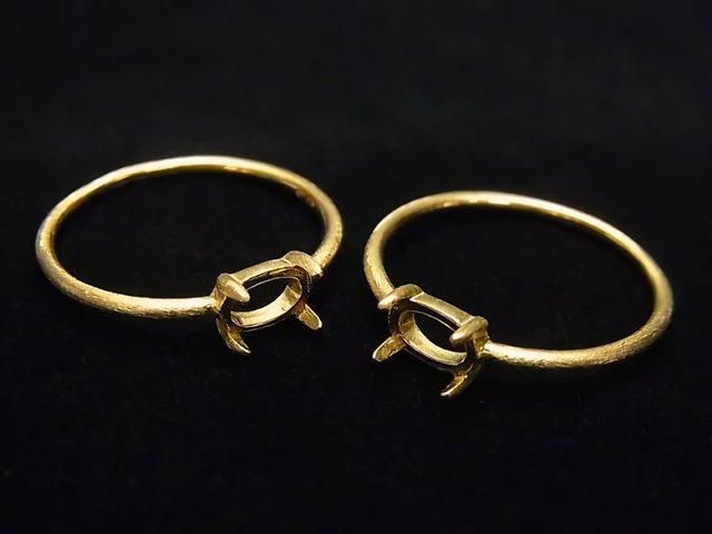 [Video] Silver925 Ring Frame (Prong Setting) Sideways Oval 6x4mm Hairline 18KGP 1pc