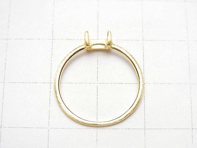 [Video]Silver925 Ring Frame (Prong Setting) Horizontal Oval 6x4mm Hairline 18KGP 1pc