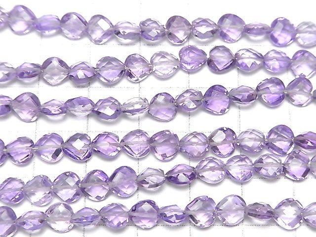 [Video] High Quality Amethyst AAA Vertical Hole Heart cut 6x6mm half or 1strand beads (aprx.6inch / 16cm)