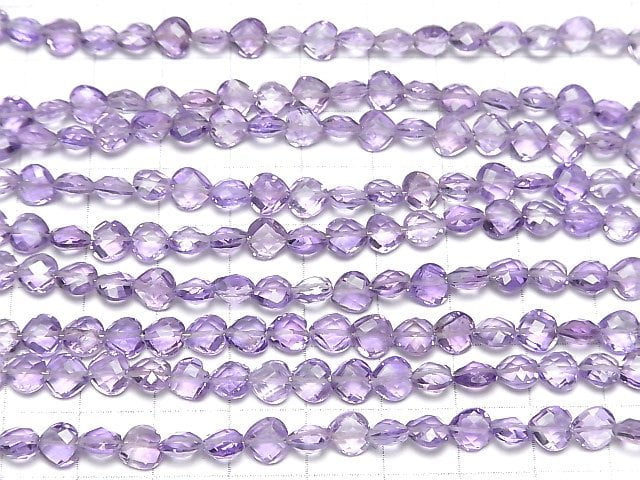 [Video] High Quality Amethyst AAA Vertical Hole Heart cut 6x6mm half or 1strand beads (aprx.6inch / 16cm)