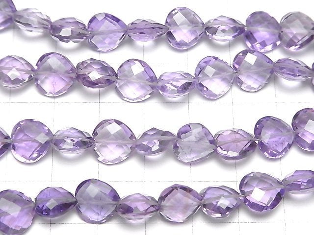 [Video] High Quality Amethyst AAA Vertical Hole Heart cut 10x10mm half or 1strand beads (aprx.6inch / 16cm)