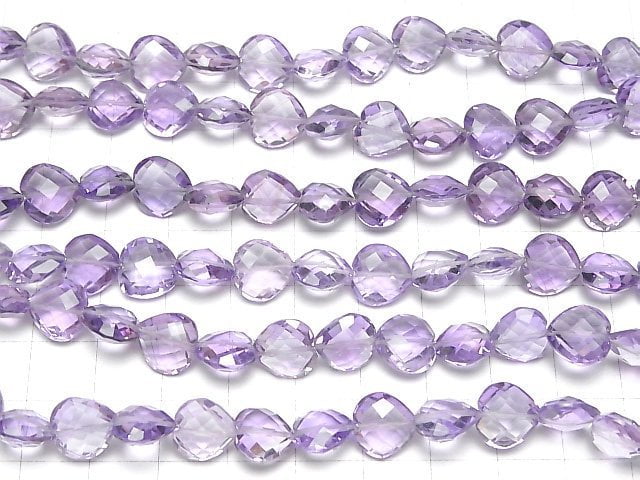 [Video] High Quality Amethyst AAA Vertical Hole Heart cut 10x10mm half or 1strand beads (aprx.6inch / 16cm)