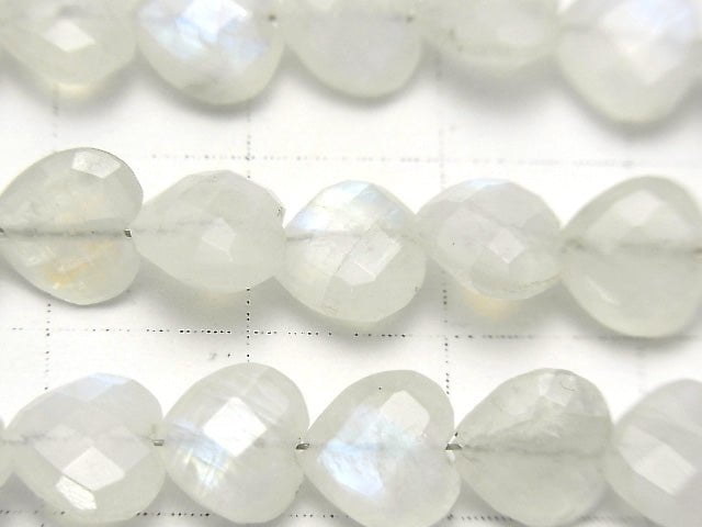 [Video] High Quality Rainbow Moonstone AA++ Vertical Hole Heart cut 8x8mm half or 1strand beads (aprx.6inch / 16cm)