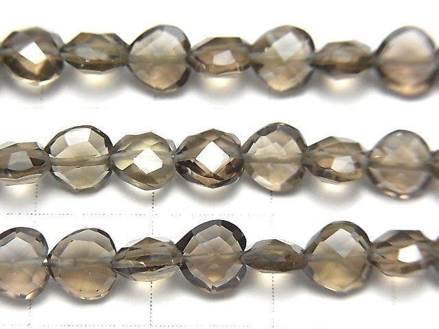 [Video] High Quality Smoky Quartz AAA- Vertical Hole Heart cut 6x6mm half or 1strand beads (aprx.6inch / 16cm)