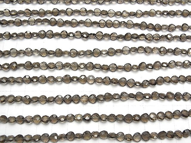 [Video] High Quality Smoky Quartz AAA- Vertical Hole Heart cut 6x6mm half or 1strand beads (aprx.6inch / 16cm)