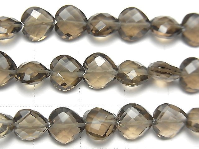 [Video] High Quality Smoky Quartz AAA- Vertical Hole Heart cut 8x8mm half or 1strand beads (aprx.6inch / 16cm)