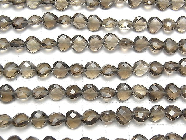 [Video] High Quality Smoky Quartz AAA- Vertical Hole Heart cut 8x8mm half or 1strand beads (aprx.6inch / 16cm)