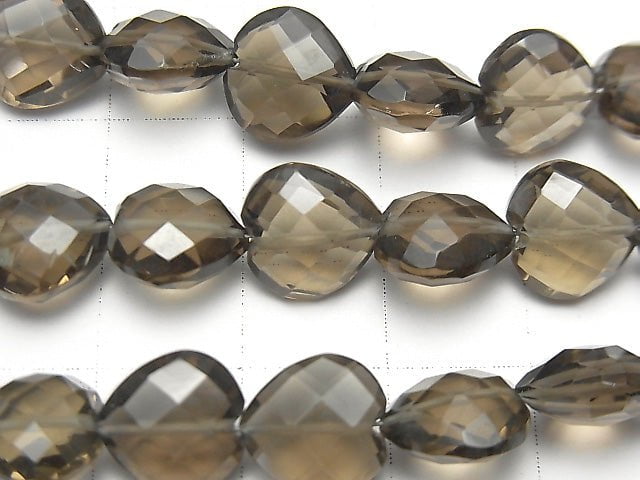 [Video] High Quality Smoky Quartz AAA- Vertical Hole Heart cut 10x10mm half or 1strand beads (aprx.6inch / 16cm)