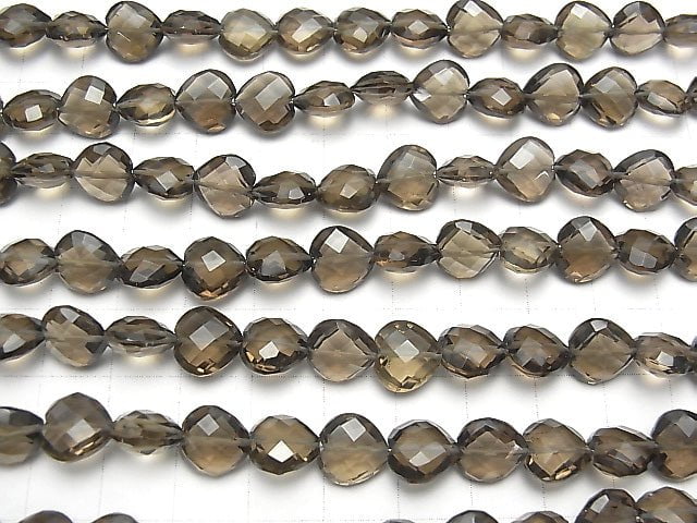 [Video] High Quality Smoky Quartz AAA- Vertical Hole Heart cut 10x10mm half or 1strand beads (aprx.6inch / 16cm)