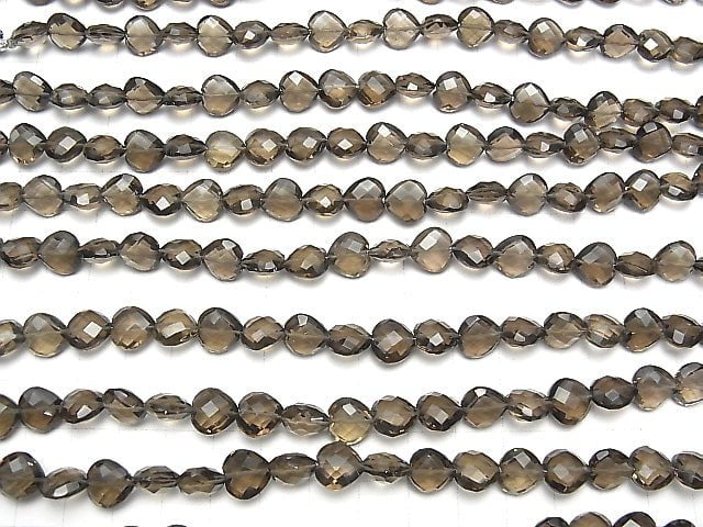 [Video] High Quality Smoky Quartz AAA- Vertical Hole Heart cut 10x10mm half or 1strand beads (aprx.6inch / 16cm)