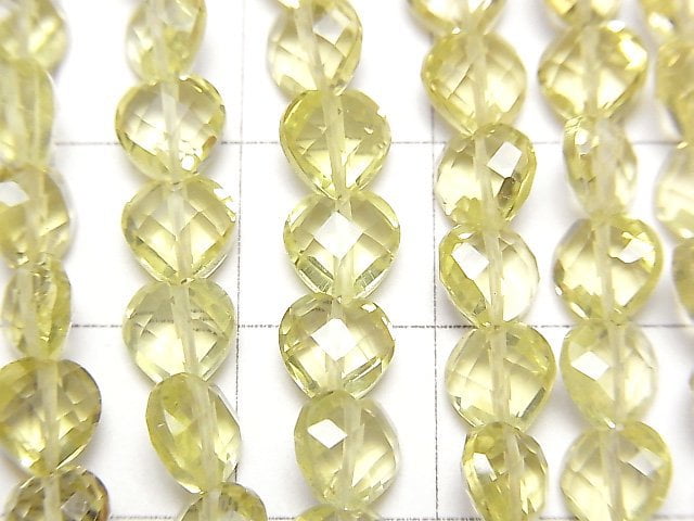 [Video] High Quality Lemon Quartz AAA Vertical Hole Heart cut 6x6mm half or 1strand beads (aprx.6inch / 16cm)