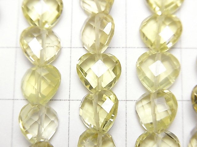 [Video] High Quality Lemon Quartz AAA Vertical Hole Heart cut 8x8mm half or 1strand beads (aprx.6inch / 16cm)