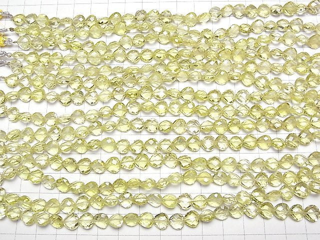 [Video] High Quality Lemon Quartz AAA Vertical Hole Heart cut 8x8mm half or 1strand beads (aprx.6inch / 16cm)