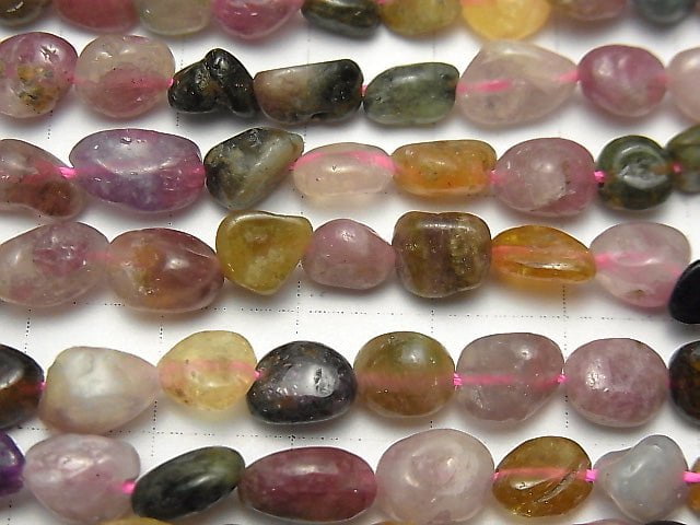 [Video] Multicolor Tourmaline AA Nugget 1strand beads (aprx.15inch / 38cm)