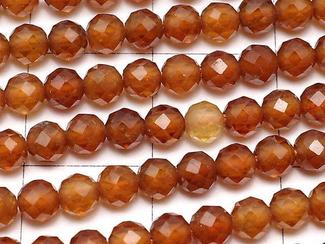 [Video] High Quality! Hessonite Garnet AAA- Faceted Round 3mm 1strand beads (aprx.15inch / 37cm)
