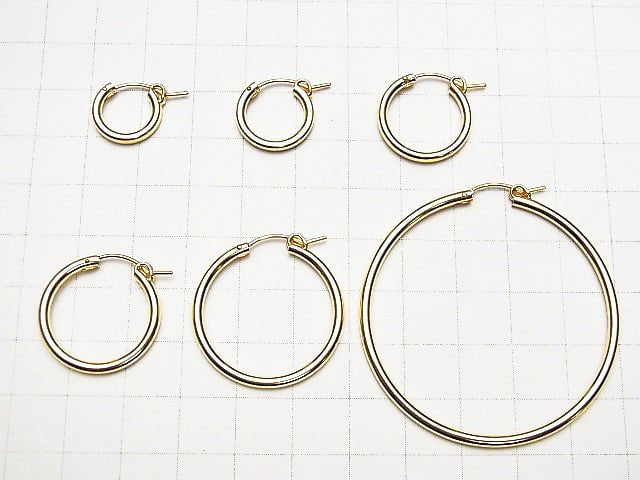 14KGF G Pierced Hoop [13mm][15mm][19mm][22mm][29mm][50mm] 1pair