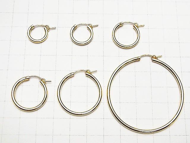 14KGF Gold Hoop Earrings [13mm][15mm][19mm][22mm][29mm][50mm] 1 pair